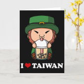 Anime St Patricks Day Kabouter Bubble Tea Ik Hou V Kaart (Gele Bloem)