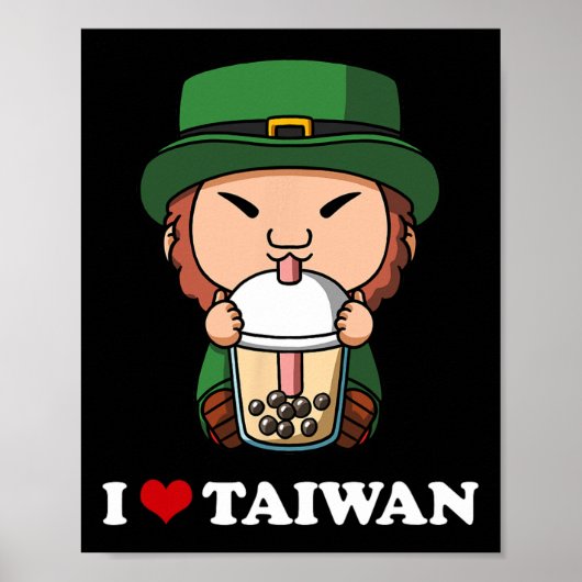 Anime St Patricks Day Leprechaun Bubble Tea Ik hou Poster (Voorkant)