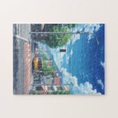 Anime Stad Straat Legpuzzel – Helder Zomer Naar (Horizontaal)