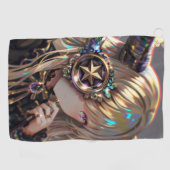 Anime Steampunk Horned Beauty beroemd gemaakt door Golfhanddoek (Horizontaal)