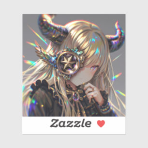 Anime Steampunk Horned Beauty beroemd gemaakt door Sticker