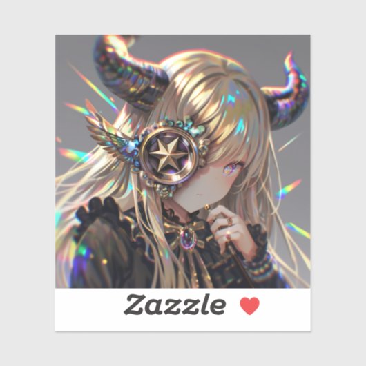 Anime Steampunk Horned Beauty beroemd gemaakt door Sticker (Vel)
