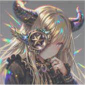 Anime Steampunk Horned Beauty beroemd gemaakt door Sticker (Voorkant)