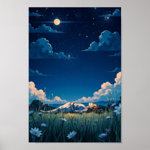 Anime Sterrennacht Weiland Muurkunst Poster