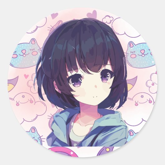 Anime-Stickers Ronde Sticker (Voorkant)