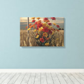 Anime-stijl 3D Render van Herfst Wildflower Boeket Canvas Afdruk (Insitu (Houten vloer))