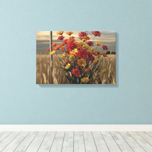 Anime-stijl 3D Render van Herfst Wildflower Boeket Canvas Afdruk (Insitu (Houten vloer))