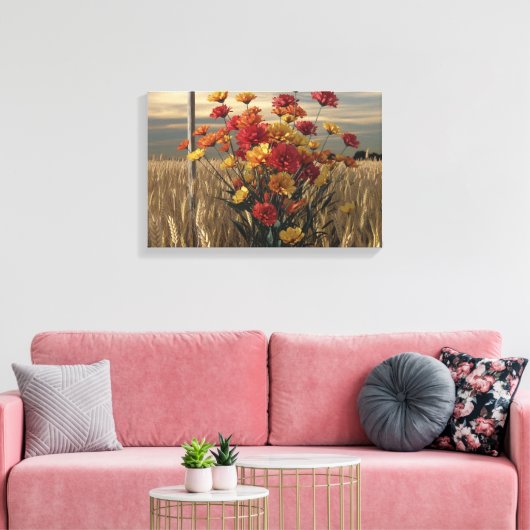Anime-stijl 3D Render van Herfst Wildflower Boeket Canvas Afdruk (Insitu (Woonkamer))