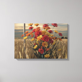 Anime-stijl 3D Render van Herfst Wildflower Boeket Canvas Afdruk