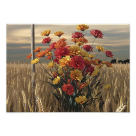 Anime-stijl 3D Render van Herfst Wildflower Boeket Foto Afdruk