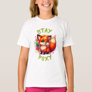 Anime stijl baby vos met kleurrijke verf blijf fox t-shirt