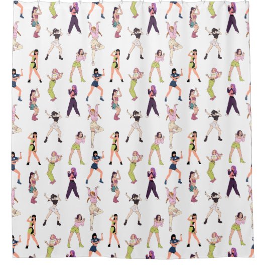 Anime Stijl Kpop Idol Dansen Meisjes Douchegordijn (Voorkant)