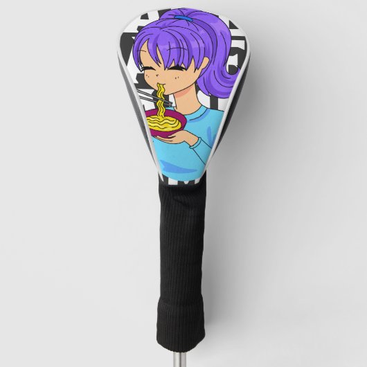 Anime stijl meisje eten Noedels Golfheadcover (Voorkant)