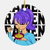Anime stijl meisje eten Noedels zwarte tekst Keramisch Ornament (Achterkant)