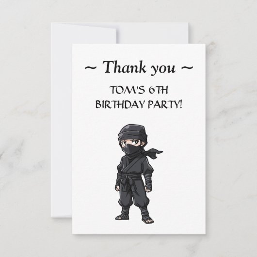 Anime Stijl Ninja Warrior Jongens Verjaardagsfeest Bedankkaart (Voorkant)