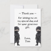 Anime Stijl Ninja Warrior Jongens Verjaardagsfeest Bedankkaart (Achterkant)