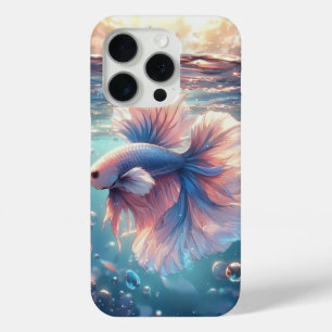 Anime stijl parelachtige halfmoon betta vis iPhone 15 pro case