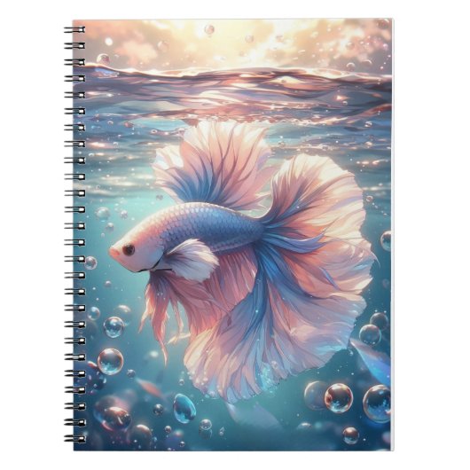 Anime stijl parelachtige halfmoon betta vis notitieboek (Voorkant)