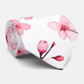 Anime Stijl Roze Kersenbloesem Patroon Stropdas (Opgerold)