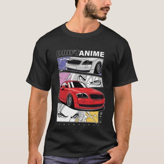 Anime Straatraces Auto Illustratie Kunst T-shirt (Voorkant)