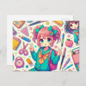 anime-student briefkaart (Voorkant / Achterkant)