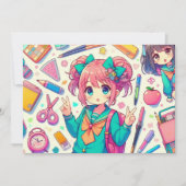 anime-student feestdagenkaart (Voorkant)