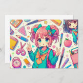 anime-student feestdagenkaart (Voorkant / Achterkant)