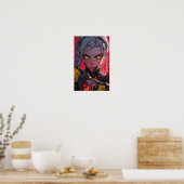 Anime-Style Concept Art op rode achtergrond Poster (Keuken)