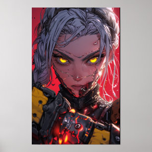 Anime-Style Concept Art op rode achtergrond Poster