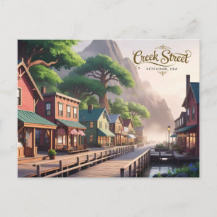 Anime Style Creek Street, Ketchikan, Alaska Briefkaart