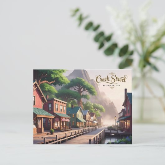 Anime Style Creek Street, Ketchikan, Alaska Briefkaart (Staand voorkant)