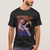 Anime Style Girl Playing Piano Elegant Music T-shirt (Voorkant)