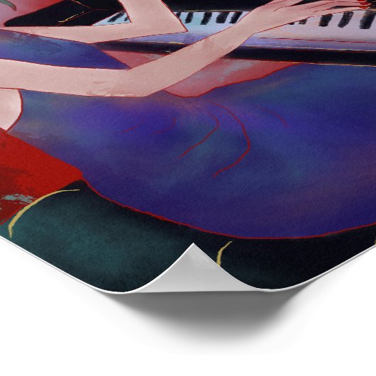 Anime-style Girl Playing Piano Poster (Hoek)