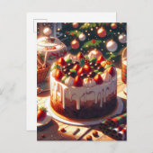 Anime Style Strawberry Cake Nighttime Holiday Briefkaart (Voorkant / Achterkant)