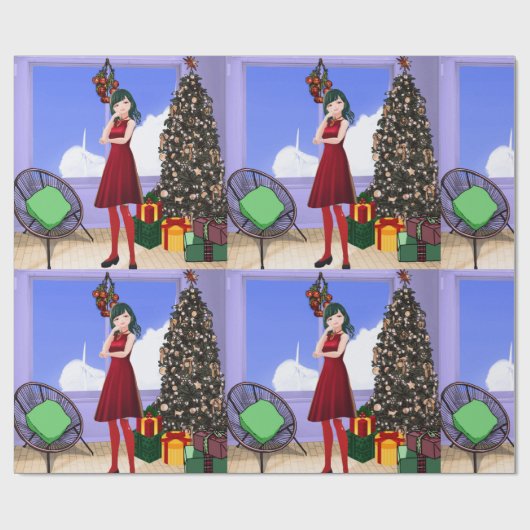 Anime Style Wrapping Paper Cadeaupapier (Vlak)