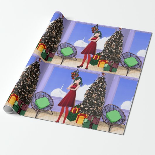 Anime Style Wrapping Paper Cadeaupapier (Uitgerold)