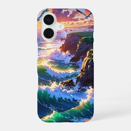 Anime Summer Seaside Sunset iPhone 16 Hoesje (Achterkant)