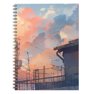 Anime Sunset - Aesthetic Cityscape - Golden Hour Notitieboek