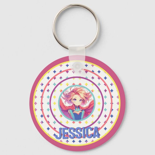 Anime Super Girl Sleutelhanger (Achterkant)