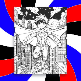 Anime Superheld Jongen | Kleurplaat voor Kinderen