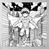 Anime Superhero Boy | Kinderen kleurstof Poster (Voorkant)