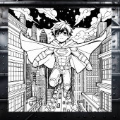 Anime Superhero Boy | Kinderen kleurstof Poster