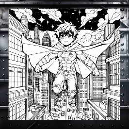 Anime Superhero Boy | Kinderen kleurstof Poster