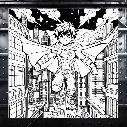 Anime Superhero Boy | Kinderen kleurstof Poster