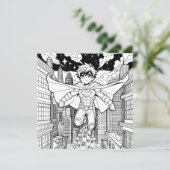 Anime Superhero Boy | Kinderen kleurstof Save The Date (Staand voorkant)