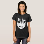 Anime T-Shirt: Droogmeisje (zwart-wit) T-shirt (Voorkant volledig)