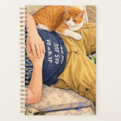 Anime Tabby Cat on Lap Spiral Planner (Voorkant)