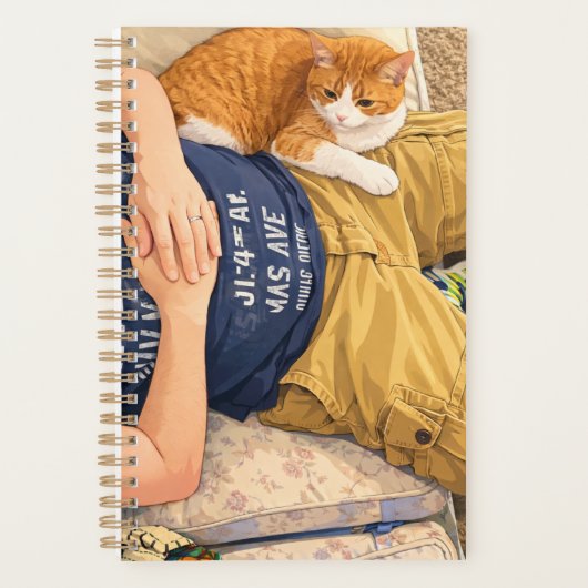 Anime Tabby Cat on Lap Spiral Planner (Voorkant)