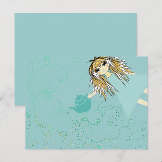 Anime Tea Party Uitnodiging Briefkaart (Voorkant / Achterkant)