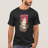Anime Teen Girl - Cat Lover - Japanse cultuurkunst T-shirt (Voorkant)